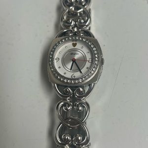 Brighton signature heart watch with gemstone face and stainless steel clasp